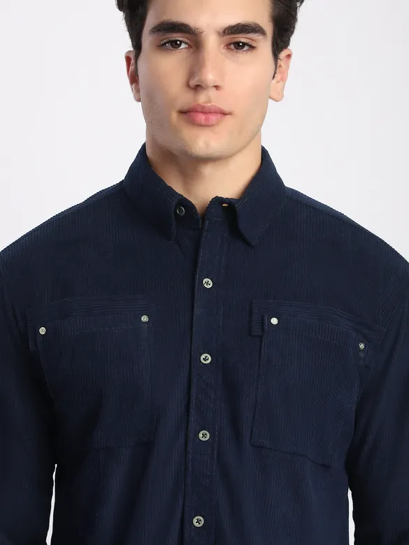 Navy Corduroy Dual Pocket Shirt