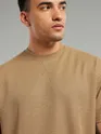 Sand Brown Ribbed Texture Oversized T-Shirt