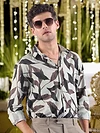Off White Leaf Print Shirt