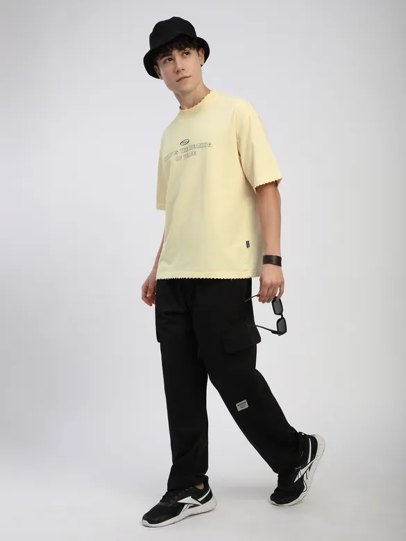 Off White Peace Printed Ribbed Edge Oversized T-Shirt