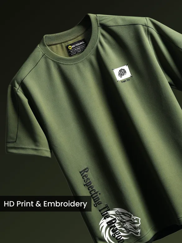 Olive Dragon Era HD Print Oversized T-Shirt