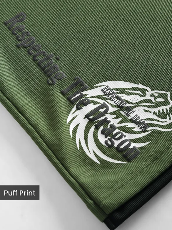 Olive Dragon Era HD Print Oversized T-Shirt