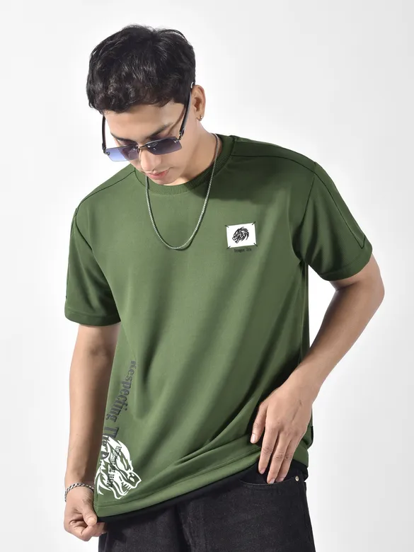 Olive Dragon Era HD Print Oversized T-Shirt