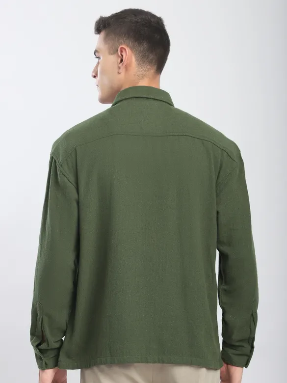 Olive Dual Pocket Cotton Shirt