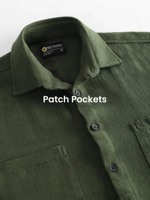 Olive Dual Pocket Cotton Shirt