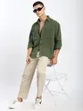 Olive Dual Pocket Cotton Shirt