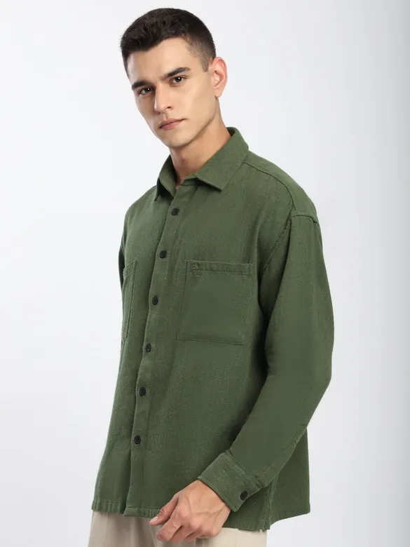 Olive Dual Pocket Cotton Shirt