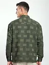 Olive Fur Geometric Textured Shirt