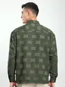 Olive Fur Geometric Textured Shirt