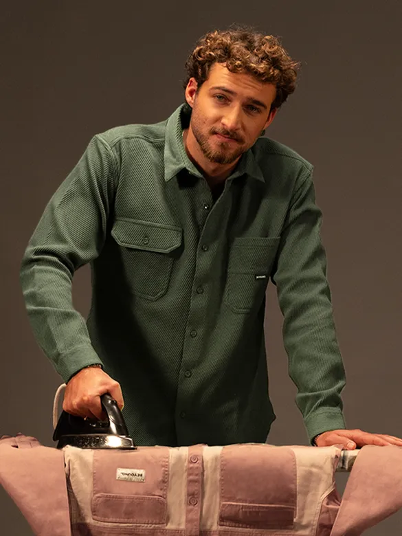 Olive Green Diagonal Striped Shirt