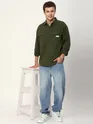 Olive Green Double Yoke Overshirt