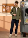 Olive Green Dual Pocket Men?s Shirt