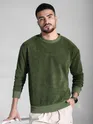 Olive Green Elbow Patch Sweatshirt