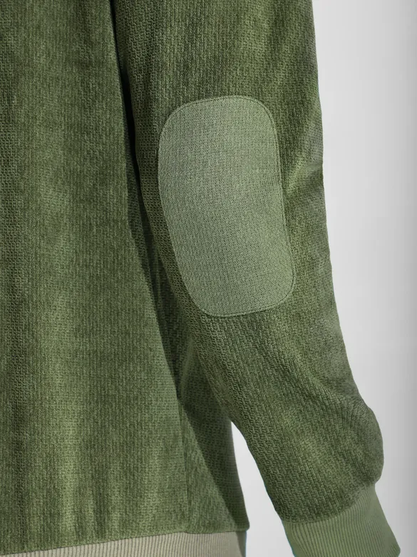 Olive Green Elbow Patch Sweatshirt