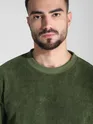 Olive Green Elbow Patch Sweatshirt