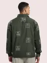 Olive Green Geometric Floral Shacket