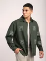 Olive Green Geometric Floral Shacket