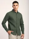 Olive Green Jacquard Round Textured Shirt