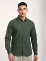 Olive Green Jacquard Round Textured Shirt