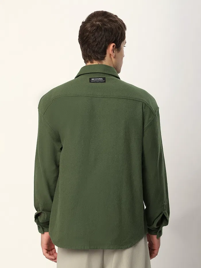 Olive Green Recycled Flannel Shirt