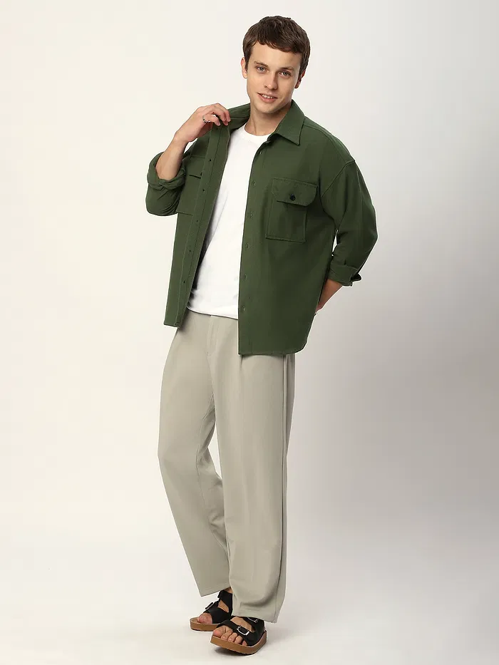 Olive Green Recycled Flannel Shirt