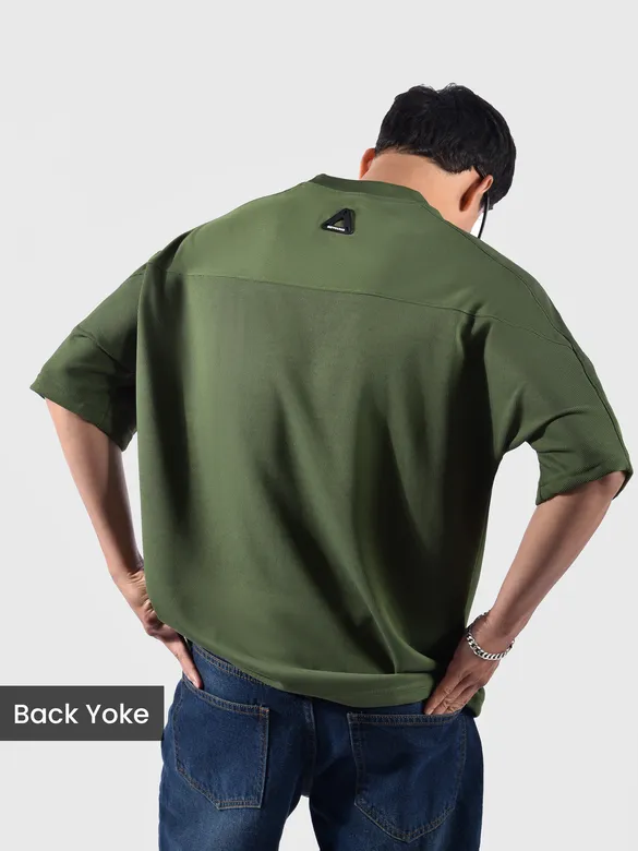 Olive Puff Patch Pocket Oversized T-Shirt