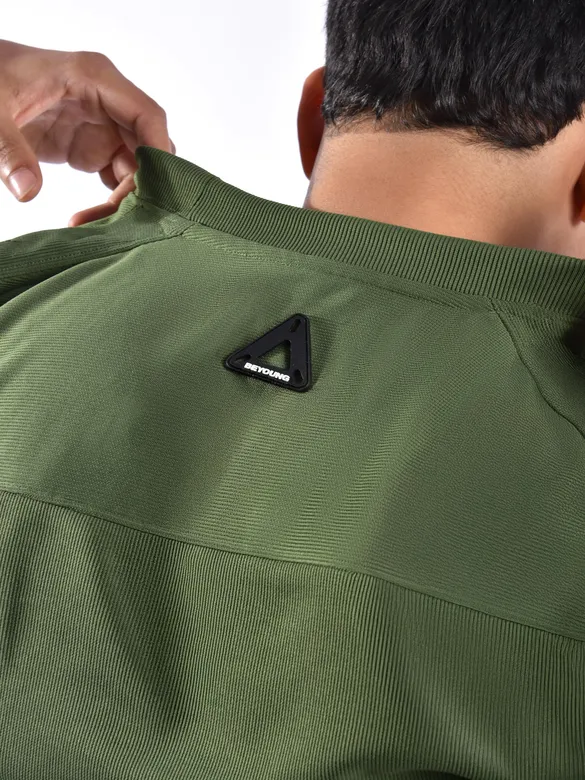 Olive Puff Patch Pocket Oversized T-Shirt