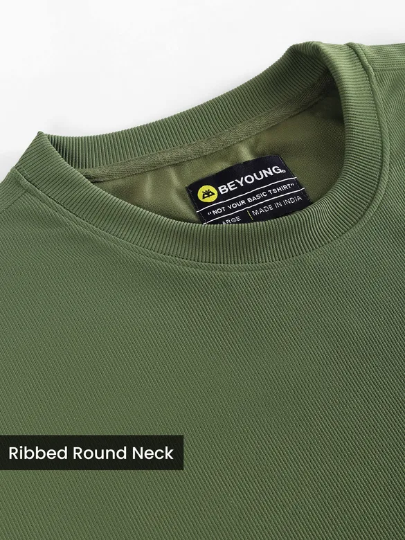 Olive Puff Patch Pocket Oversized T-Shirt