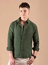 Olive Textured Check Shirt