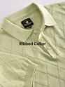 Pale Green Diamond Textured Flat Knit Polo T-Shirt