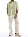 Pale Green Full Sleeve Waffle Shirt For Men