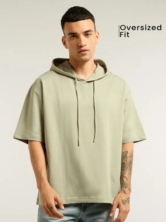 Pale Green Hooded Oversized T-Shirt