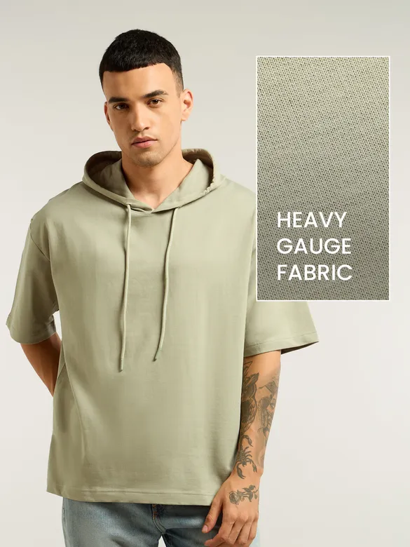 Pale Green Hooded Oversized T-Shirt