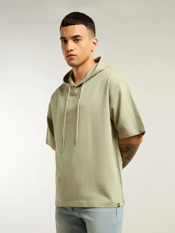 Pale Green Hooded Oversized T-Shirt