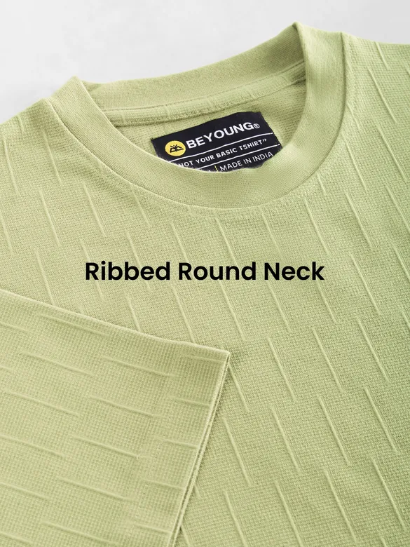 Pale Green Textured Oversized T-shirt