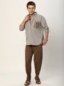 Pale Grey Embroidered  Applique Patch Shirt