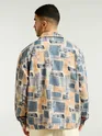 Peach and Beige Cotton Abstract Shacket