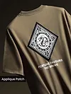Peanut Brown Chinese Dragon Back Patch Oversized T-Shirt