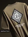 Peanut Brown Chinese Dragon Back Patch Oversized T-Shirt