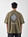 Peanut Brown Chinese Dragon Back Patch Oversized T-Shirt