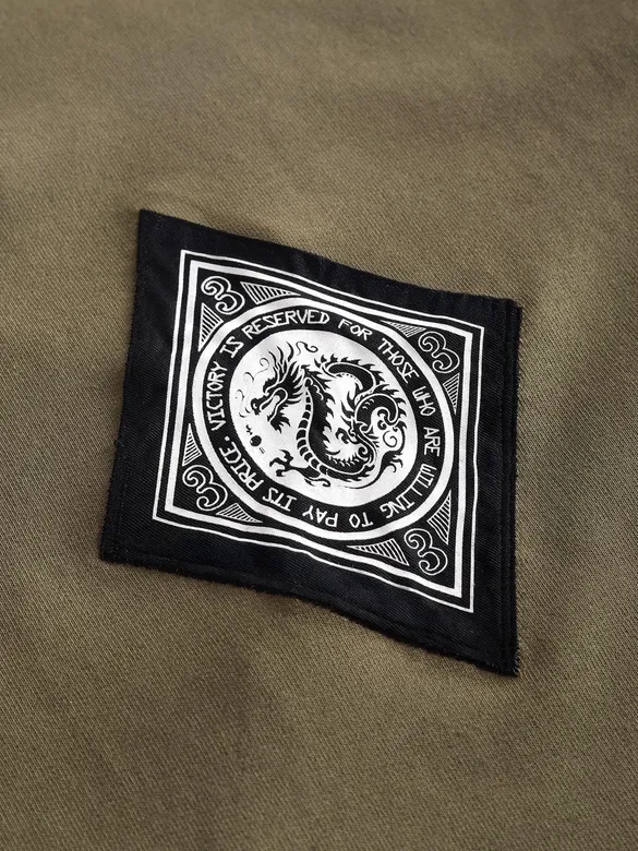 Peanut Brown Chinese Dragon Back Patch Oversized T-Shirt