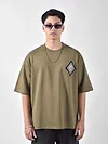 Peanut Brown Chinese Dragon Back Patch Oversized T-Shirt