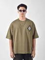 Peanut Brown Chinese Dragon Back Patch Oversized T-Shirt