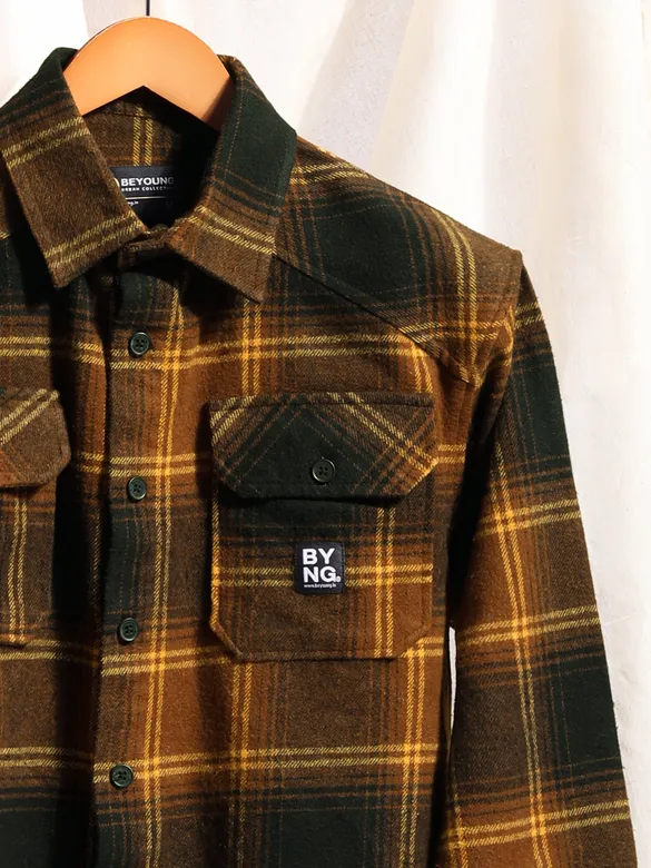 Peanut Brown Recycled Check Flannel Shirt