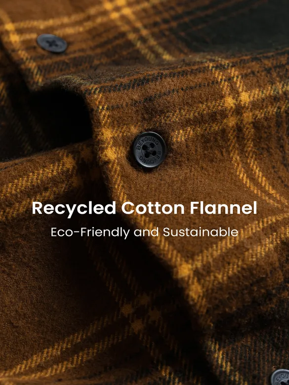 Peanut Brown Recycled Check Flannel Shirt