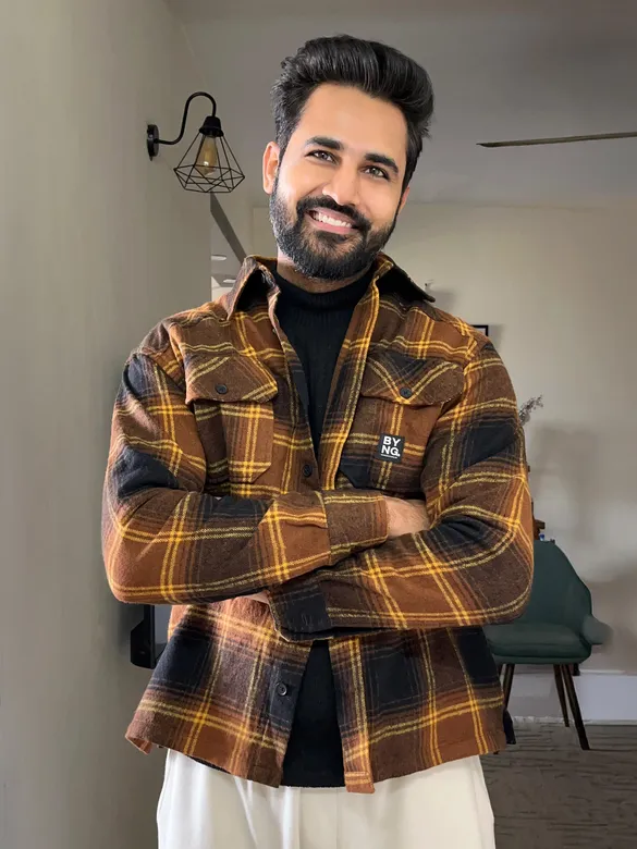 Peanut Brown Recycled Check Flannel Shirt