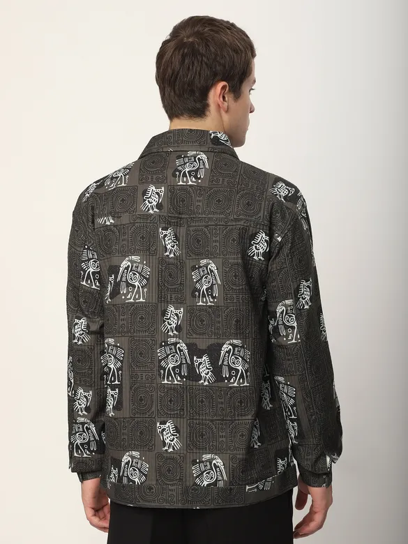 Peanut Brown Tribal Print Shacket