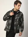 Brown printed shacket for men