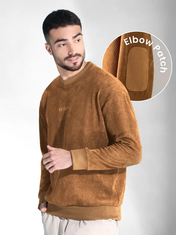Pecan Brown Elbow Patch Sweatshirt