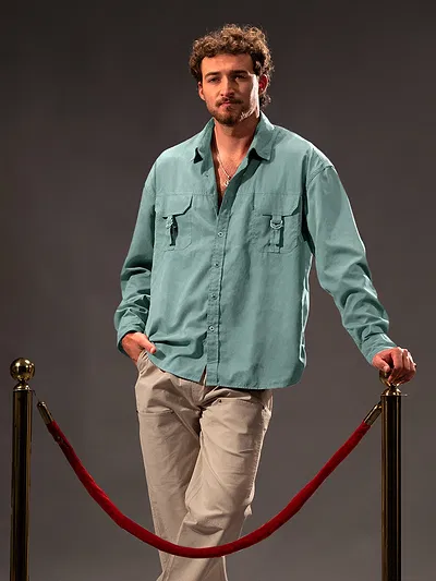 Persian Green D-Buckle Cargo Shirt